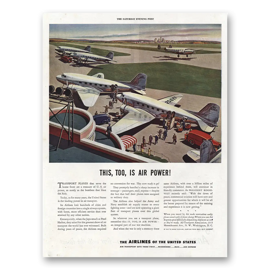 1943 Airlines of the United States Air Power Vintage Magazine Print Ad