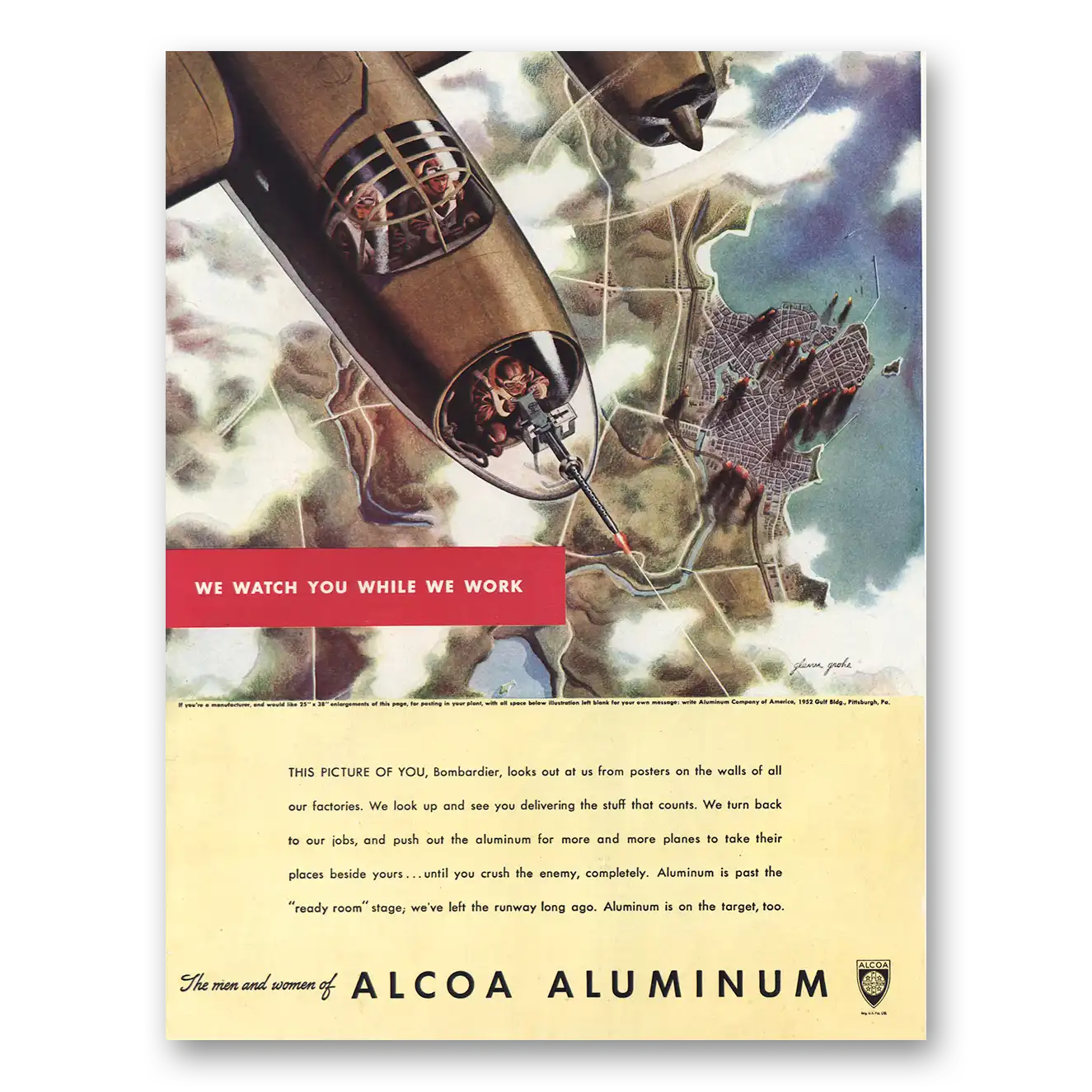 1943 Alcoa We Watch You While We Work Vintage Magazine Print Ad