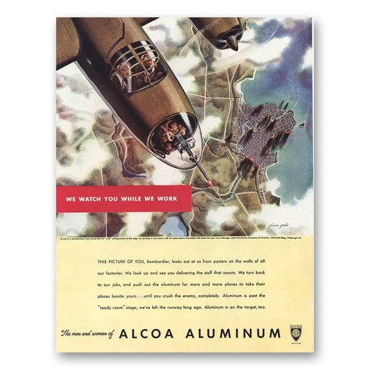 1943 Alcoa We Watch You While We Work Vintage Magazine Print Ad