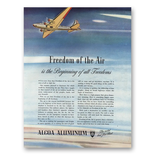 1943 Alcoa Freedom of the Air Vintage Magazine Print Ad
