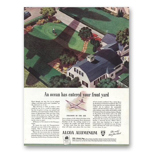 1943 Alcoa Ocean Entered Your Front Yard Vintage Magazine Print Ad