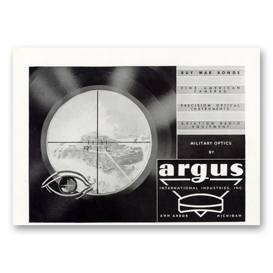 1943 Argus Military Optics Vintage Magazine Print Ad