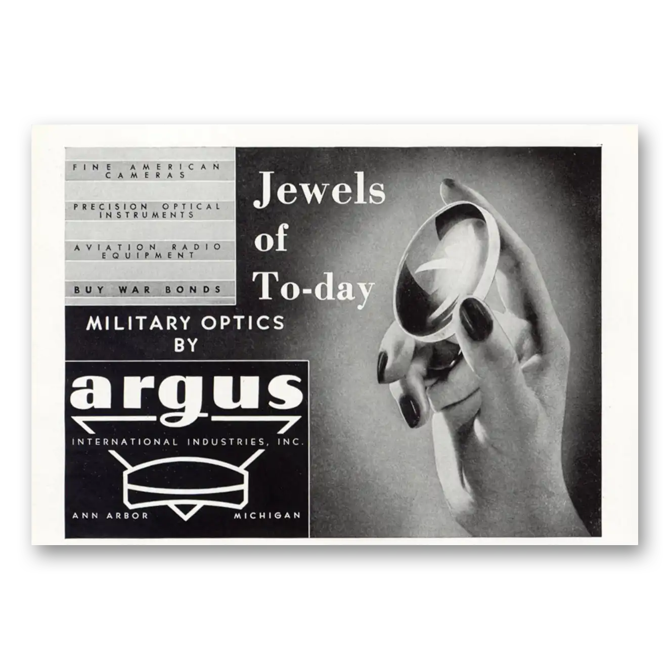 1943 Argus Military Optics Jewels of Today Vintage Magazine Print Ad