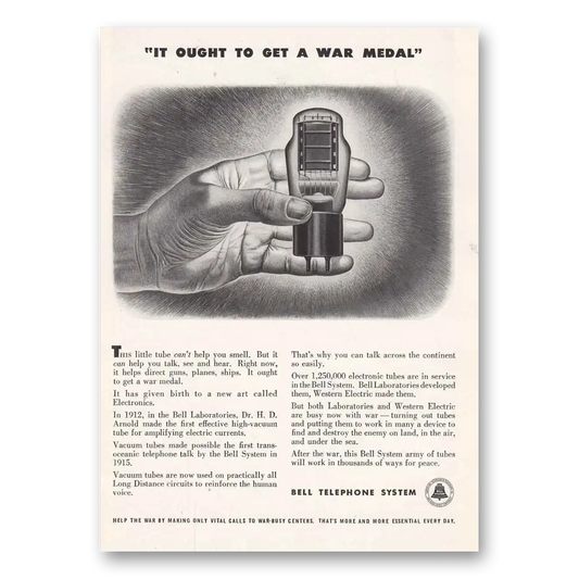 1943 Bell Telephone War Medal Vintage Magazine Print Ad