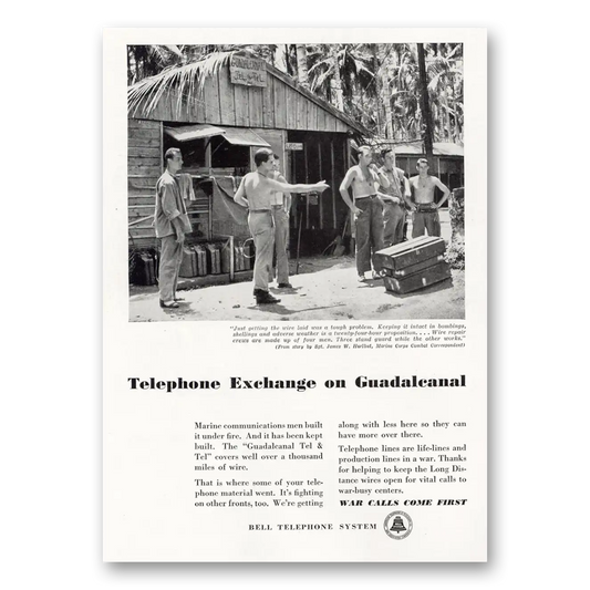 1943 Bell Telephone Exchange On Guadalcanal Vintage Magazine Print Ad