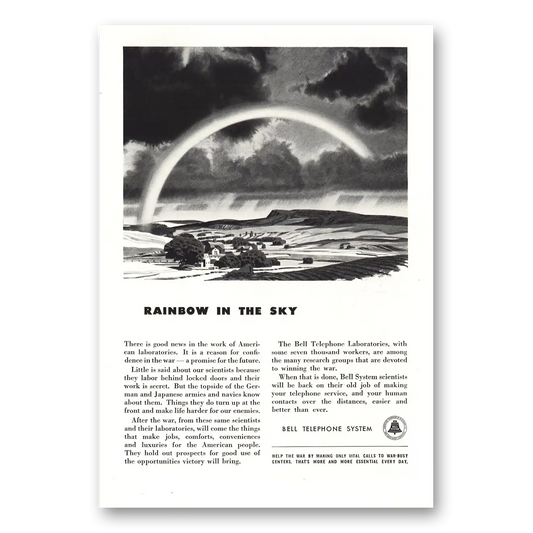 1943 Bell Telephone Rainbow In the Sky Vintage Magazine Print Ad