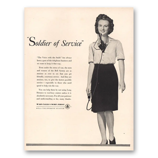 1943 Bell Telephone Soldier of Service Vintage Magazine Print Ad