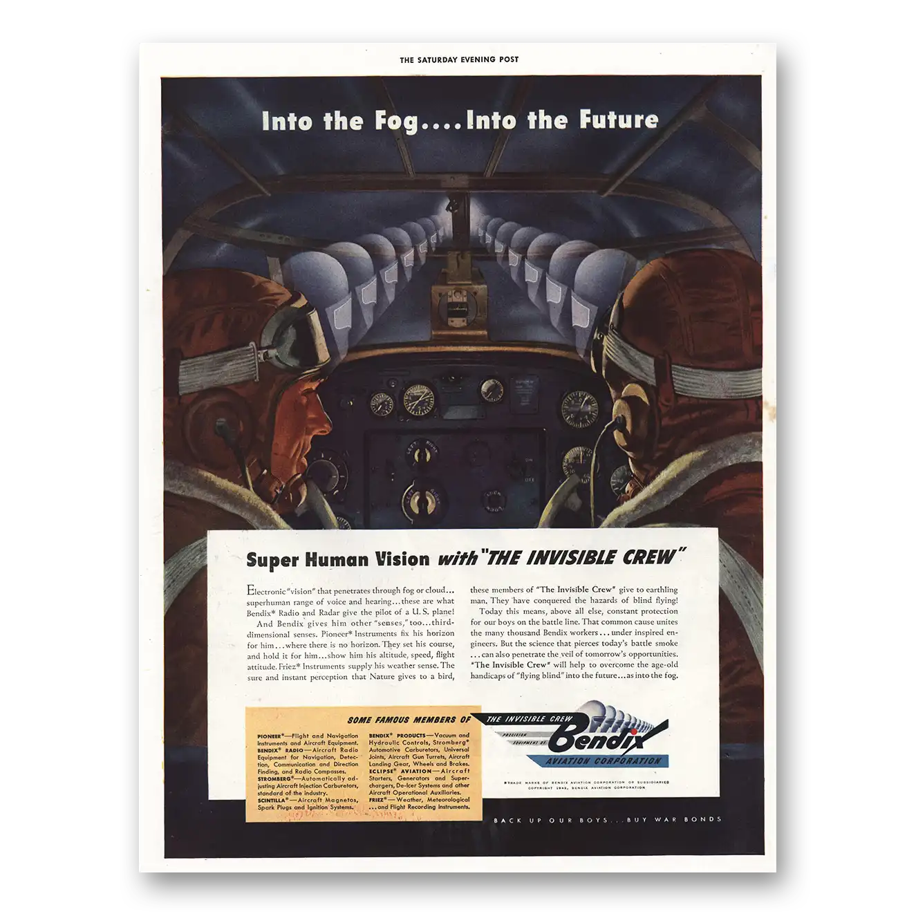 1943 Bendix Aviation Super Human Vision Vintage Magazine Print Ad