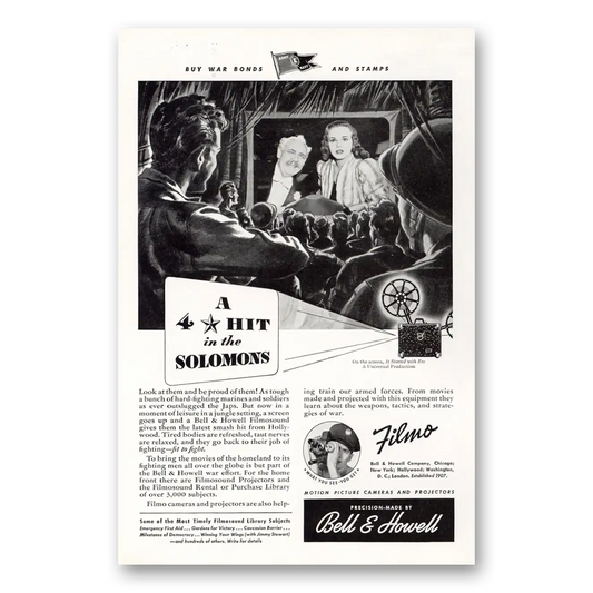 1943 Filmo Camera Hit In the Solomons Vintage Magazine Print Ad