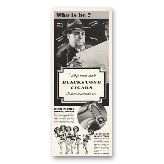 1943 Blackstone Cigars Blackstone Cigars Who Is He Vintage Magazine Print Ad