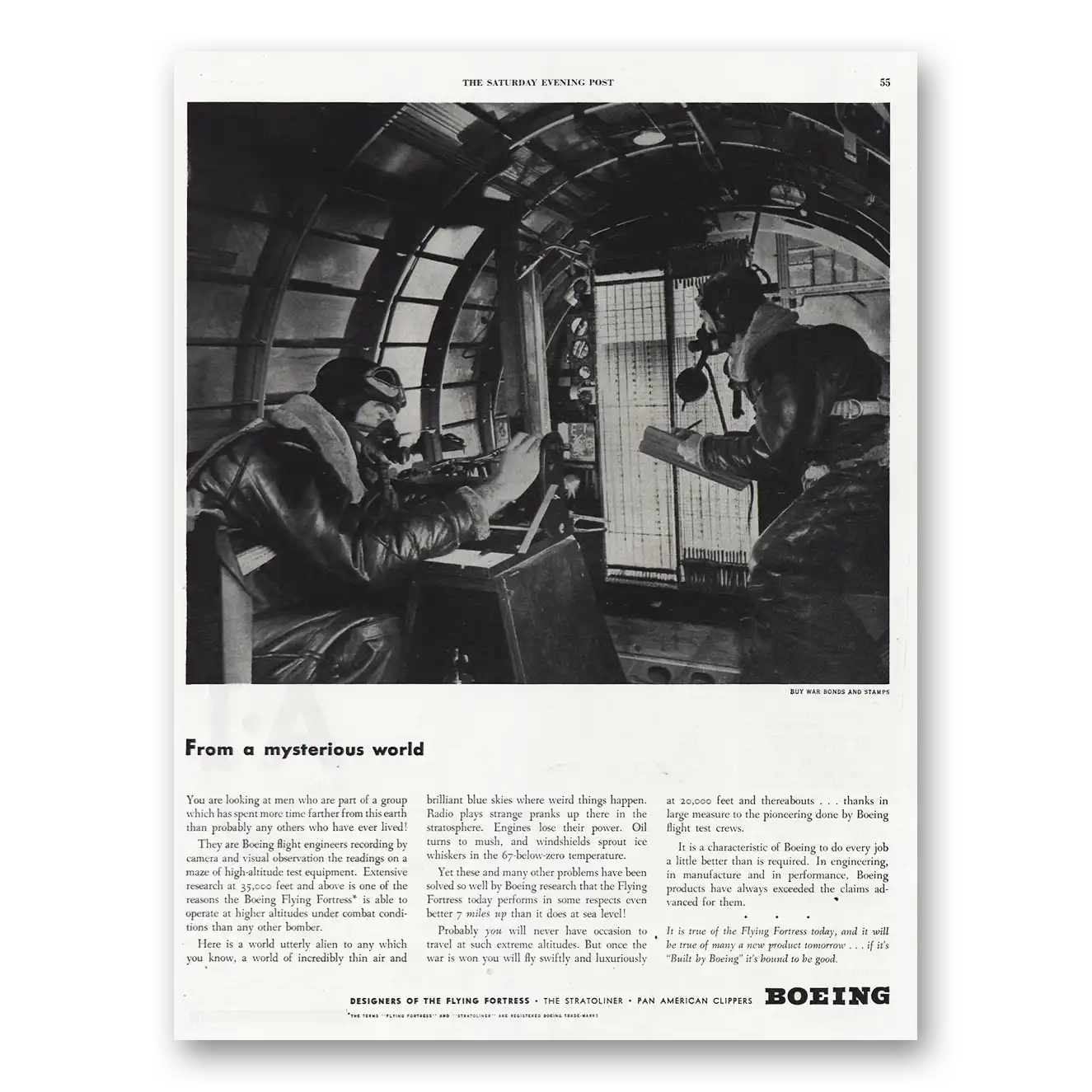 1943 Boeing From Mysterious World Vintage Magazine Print Ad