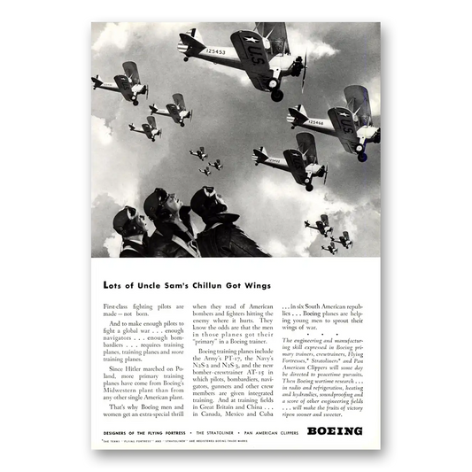 1943 Boeing Flying Fortress Uncle Sams Chillun Got Wings Vintage Magazine Print Ad