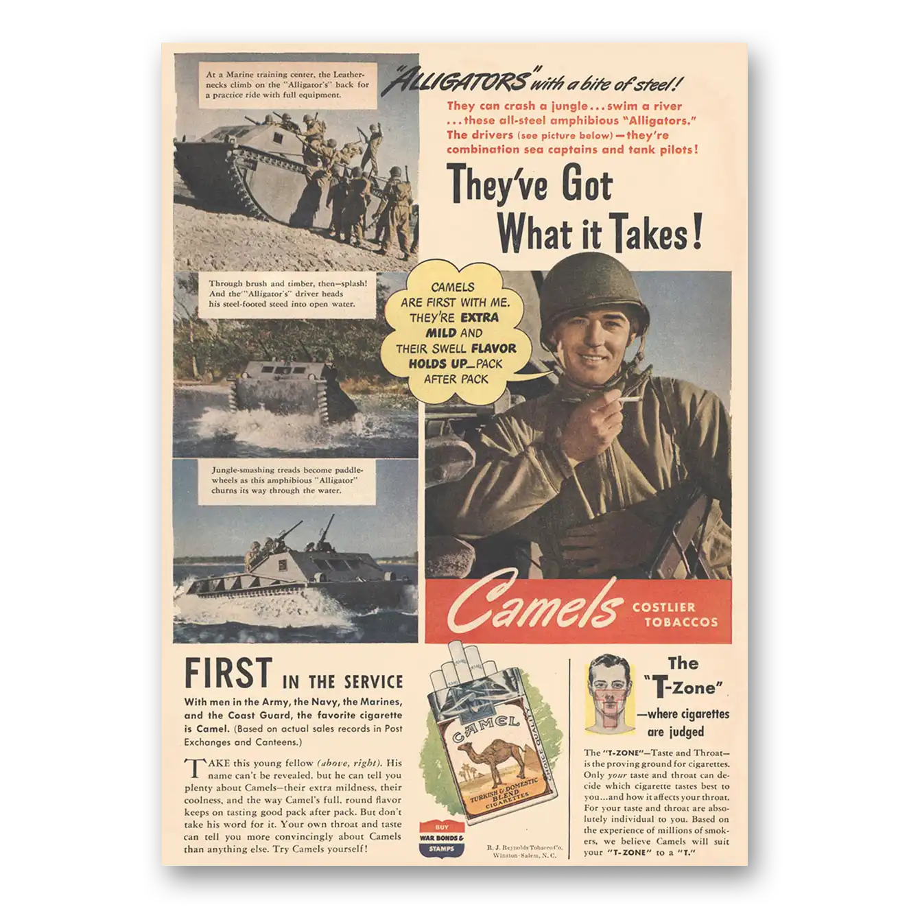 1943 Camel Cigarettes They've Got What It Takes Vintage Magazine Print Ad