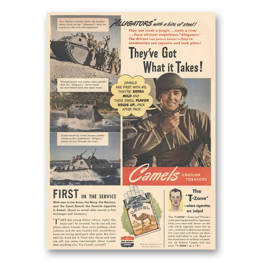 1943 Camel Cigarettes They've Got What It Takes Vintage Magazine Print Ad