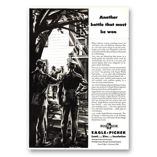 1943 Eagle Picher Another Battle That Must Be Won Vintage Magazine Print Ad