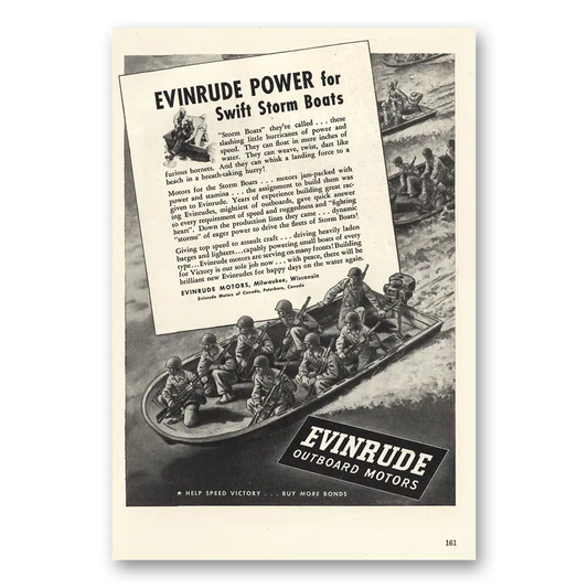 1943 Evinrude Swift Storm Boats Vintage Magazine Print Ad