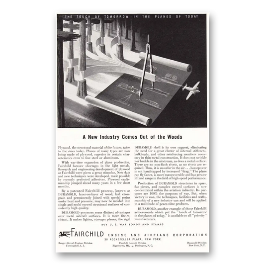 1943 Fairchild Engine Comes Out of the Woods Vintage Magazine Print Ad