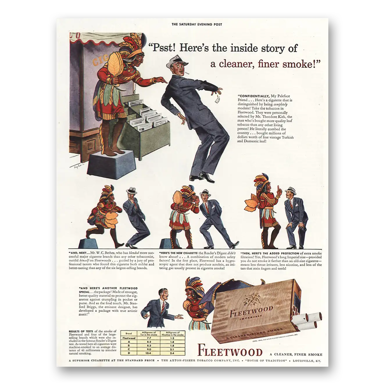 1943 Fleetwood Cigarettes Inside Story Vintage Magazine Print Ad