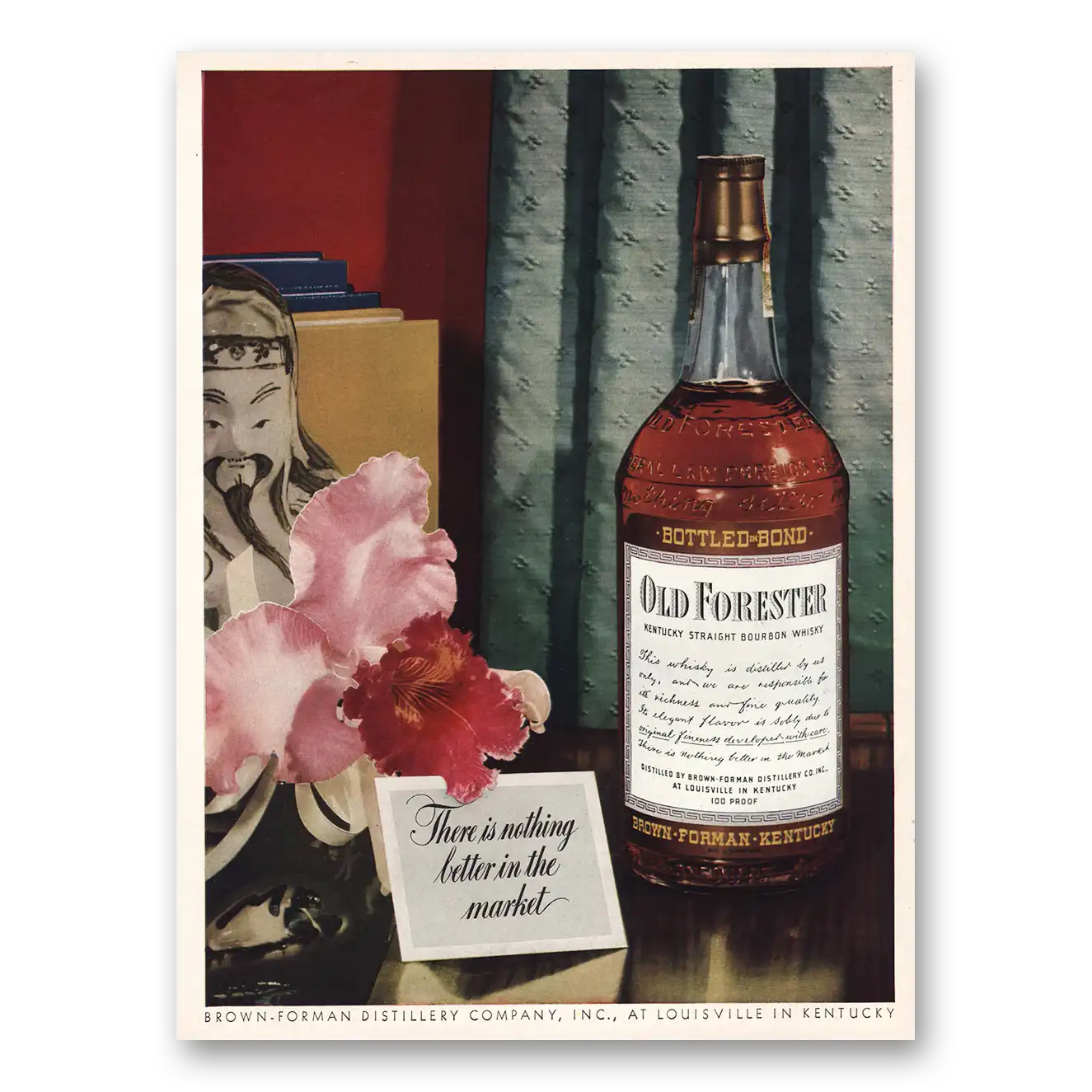 1943 Old Forester Whisky Nothing Better In the Market Vintage Magazine Print Ad