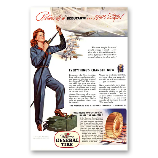 1943 General Tire Picture of Debutante Style Vintage Magazine Print Ad