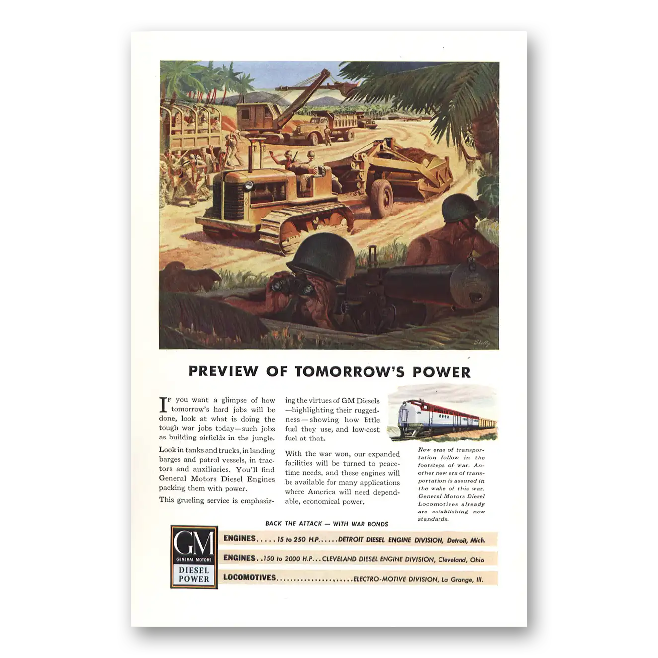 1943 GM Diesel Power Preview of Tomorrow Power Vintage Magazine Print Ad