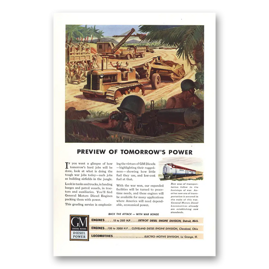 1943 GM Diesel Power Preview of Tomorrow Power Vintage Magazine Print Ad