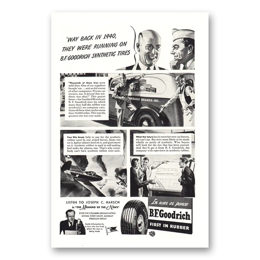 1943 Goodrich Tires Way Back in Vintage Magazine Print Ad