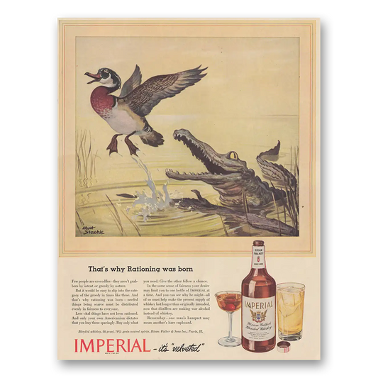 1943 Imperial Whiskey Why Rationing Was Born Vintage Magazine Print Ad