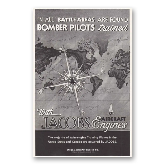 1943 Jacobs Aircraft Engines Bomber Pilots Trained Vintage Magazine Print Ad