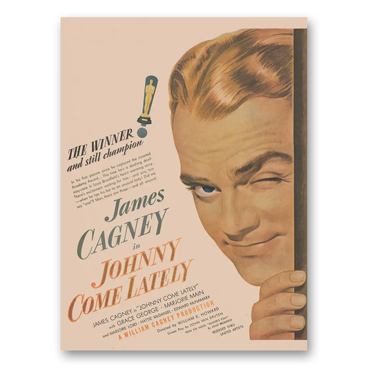 1943 Johnny Come Lately Movie Promo James Cagney Vintage Magazine Print Ad