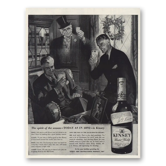 1943 Kinsey Whiskey The Spirit of the Season Vintage Magazine Print Ad