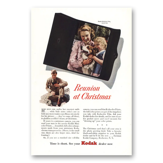 1943 Kodachrome Film Reunion at Christmas Vintage Magazine Print Ad