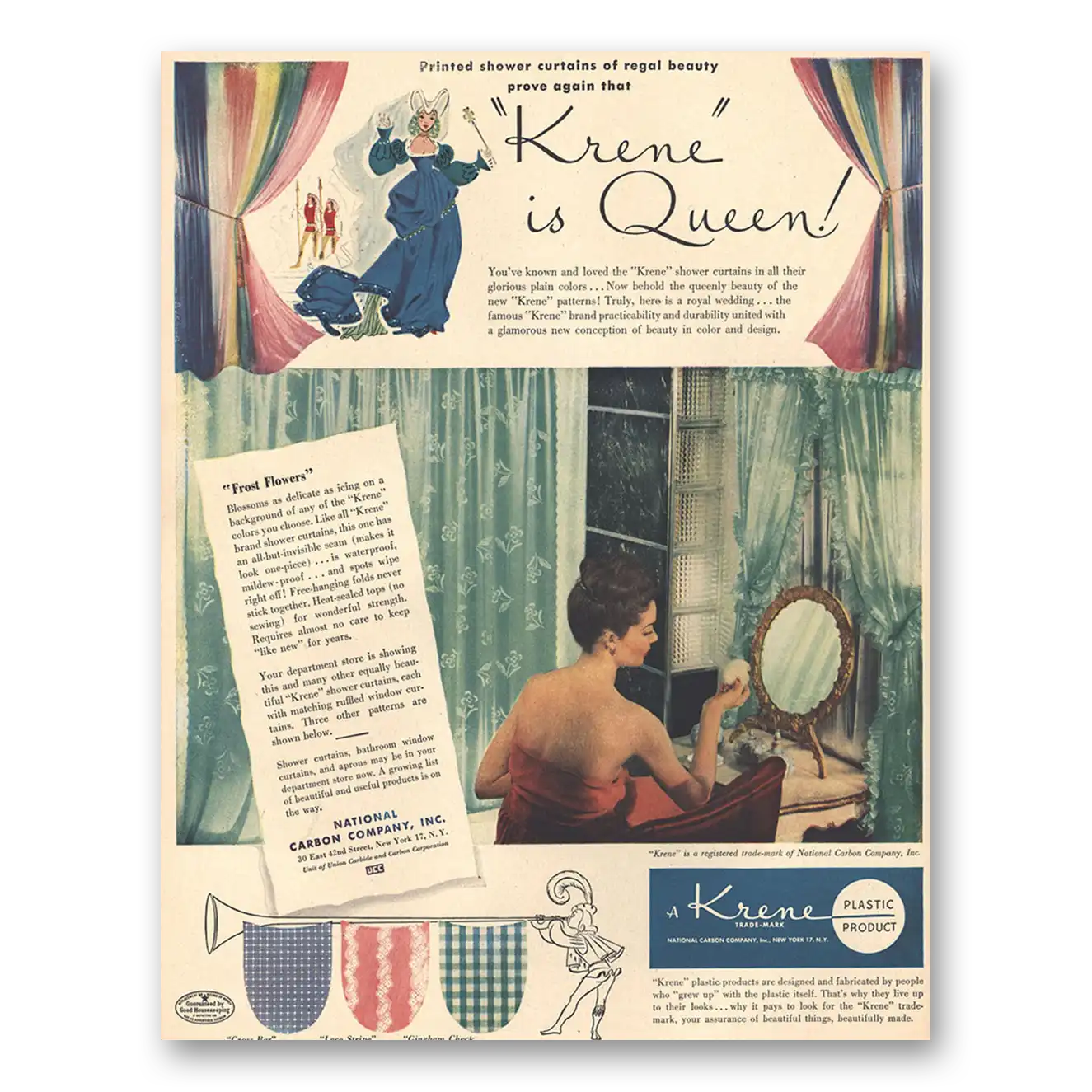 1943 Krene Shower Curtains Krene Is Queen Vintage Magazine Print Ad