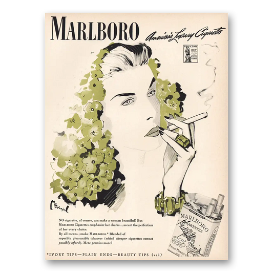 1943 Marlboro Cigarettes Americas Luxury Cigarette Vintage Magazine Print Ad