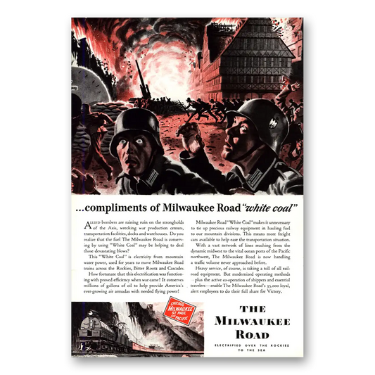 1943 Milwaukee Road Compliments of Milwaukee Road White Coal Vintage Magazine Print Ad