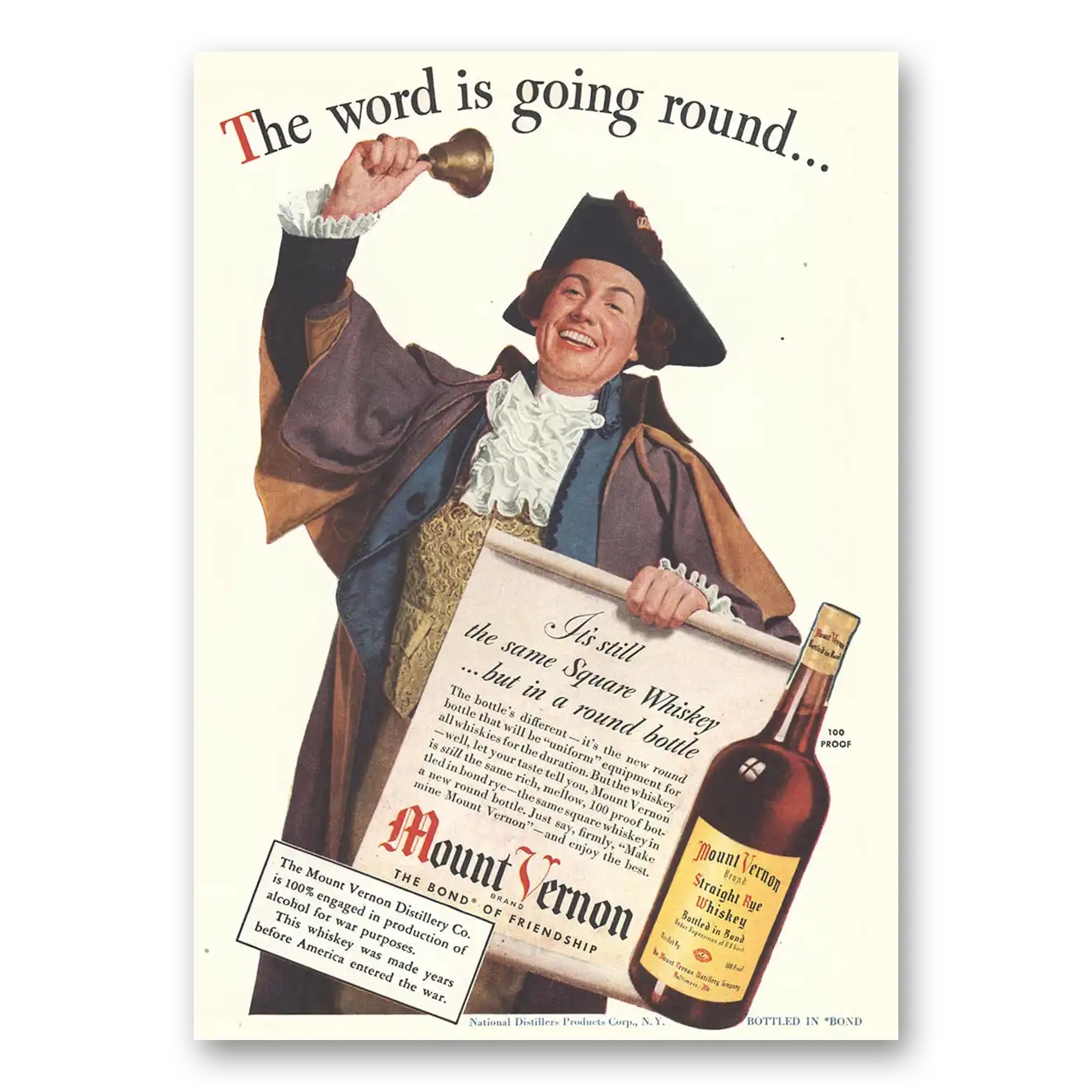 1943 Mount Vernon Whiskey Word Is Going Round Vintage Magazine Print Ad