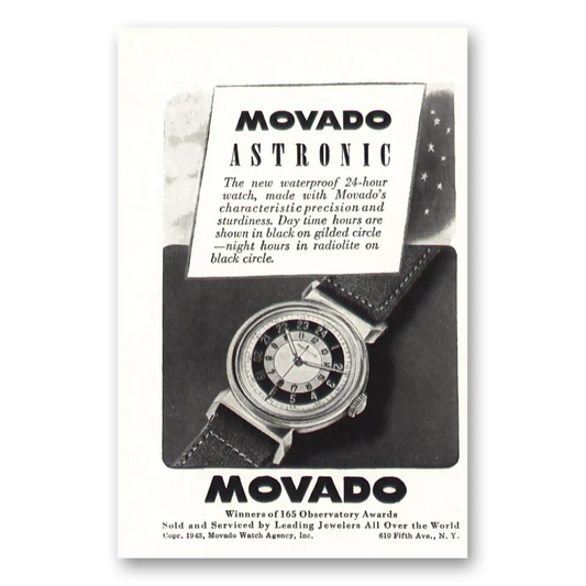 1943 Movado Watch Astronic Watch Vintage Magazine Print Ad