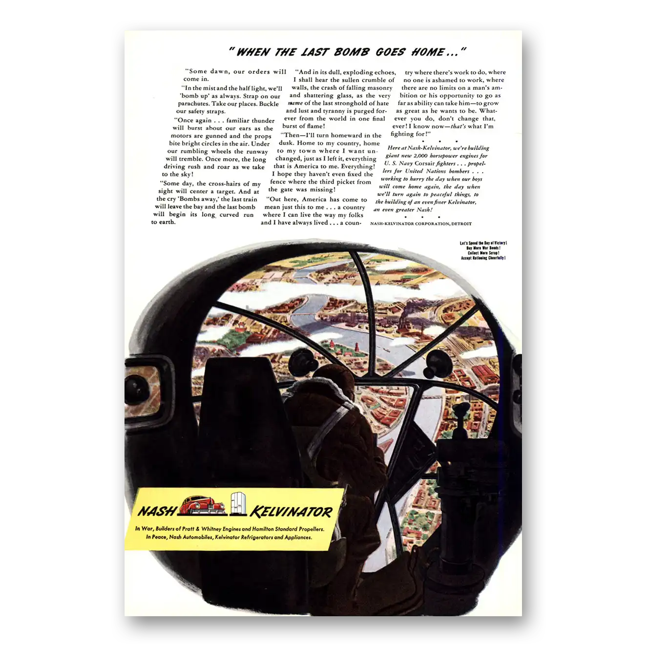 1943 Nash Kelvinator When the Last Bomb Goes Home Vintage Magazine Print Ad