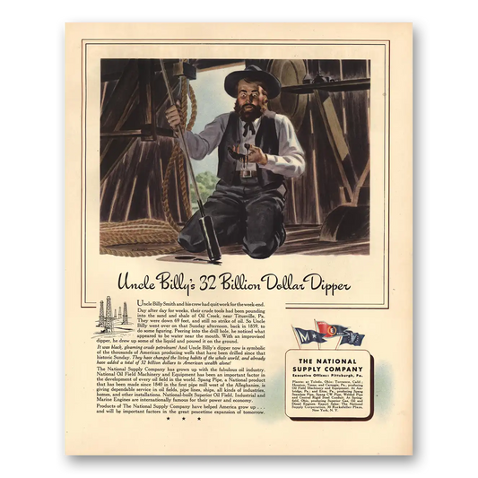 1943 National Supply Uncle Billys 32 Billion Dollar Dipper Vintage Magazine Print Ad