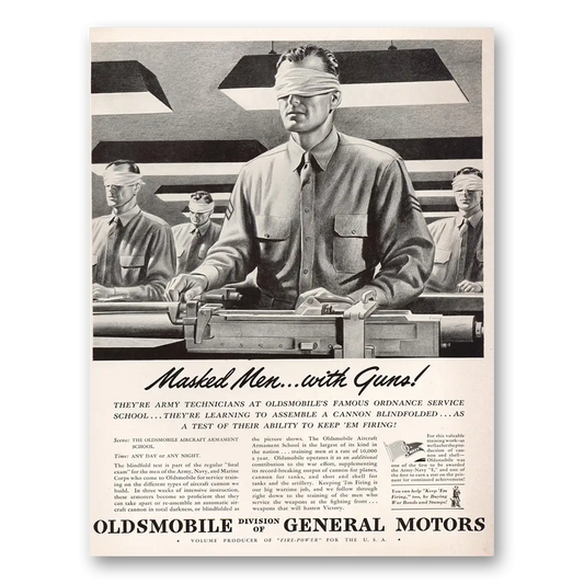 1943 Oldsmobile Masked Men With Guns Vintage Magazine Print Ad