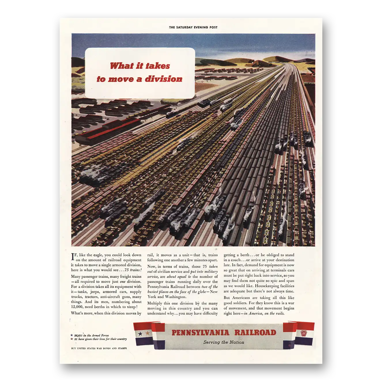 1943 Pennsylvania Railroad Move Division Vintage Magazine Print Ad