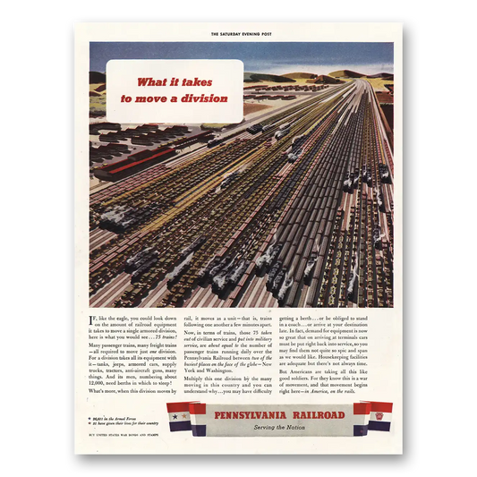 1943 Pennsylvania Railroad Move Division Vintage Magazine Print Ad