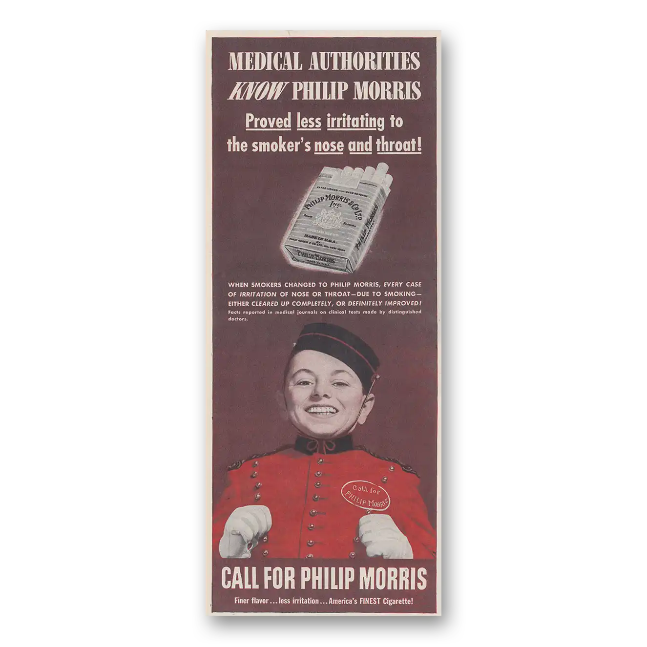 1943 Philip Morris Cigarettes Medical Authorities Vintage Magazine Print Ad