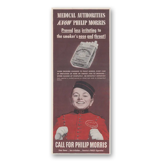 1943 Philip Morris Cigarettes Medical Authorities Vintage Magazine Print Ad