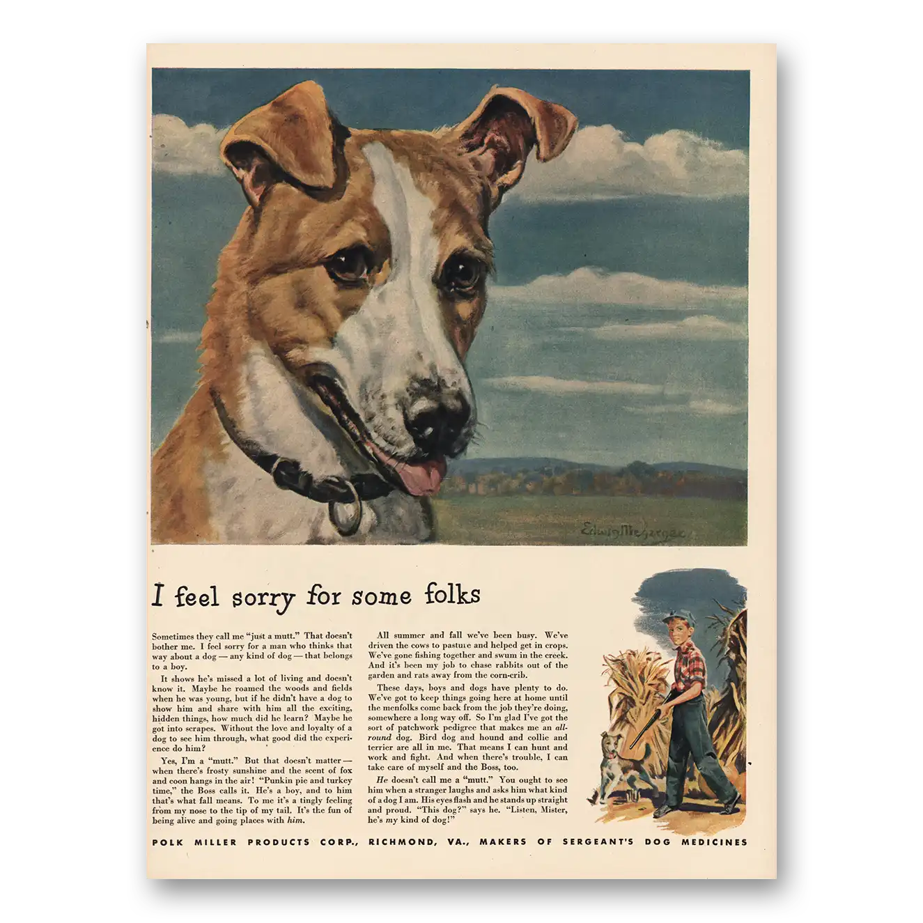 1943 Polk Miller Products I Feel Sorry for Some Folks Vintage Magazine Print Ad
