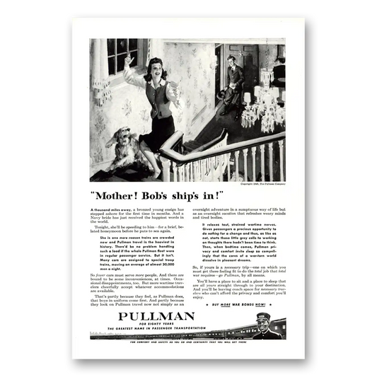 1943 Pullman Mother Bobs Ships In Vintage Magazine Print Ad