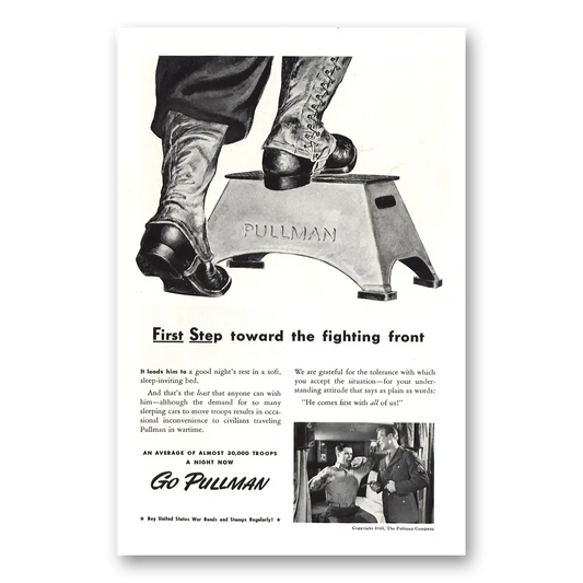 1943 Pullman First Step Towards the Fighting Front Vintage Magazine Print Ad