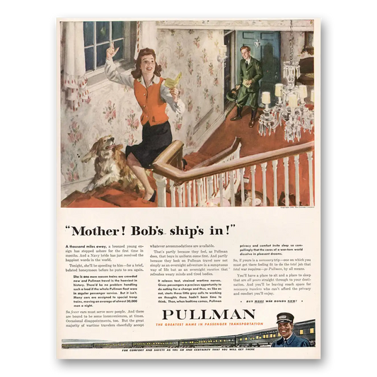 1943 Pullman Mother Bobs Ships In Vintage Magazine Print Ad