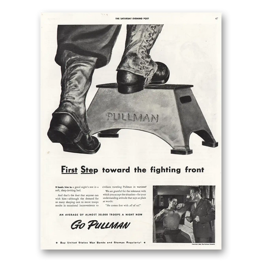 1943 Pullman First Step Towards Fighting Front LRG Vintage Magazine Print Ad