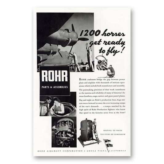 1943 Rohr Aircraft Get Ready to Fly Vintage Magazine Print Ad